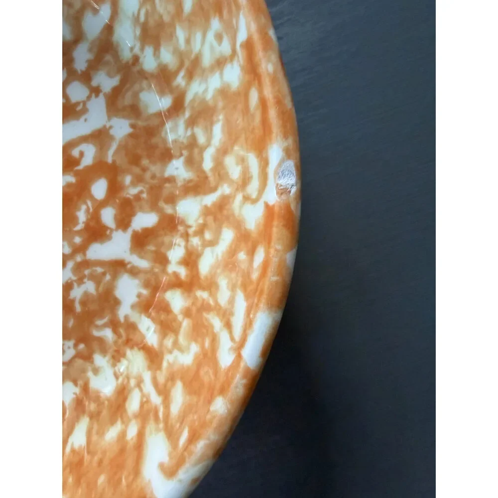 Vintage Stangl Pottery Town & Country Orange Spongeware Skillet Clock Face 9x8.5